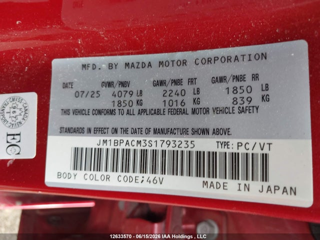 Mazda 3 Preferred 2025 JM1BPACM3S1793235 Image 9