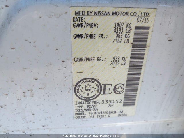 Nissan Leaf S/sv/sl 2015 1N4AZ0CP8FC335152 Image 9