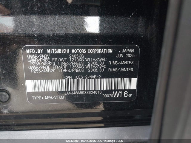 Aukcja sprzedaży 2025 Mitsubishi Outlander Sel, vin: JA4J4WA89SZ624016, numer aukcji: 12633600