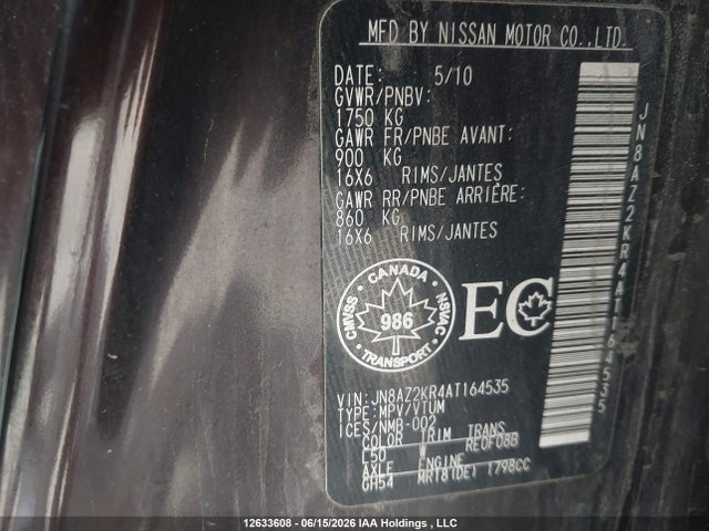 Продажа на аукционе авто 2010 Nissan Cube S/sl/krom, vin: JN8AZ2KR4AT164535, номер лота: 12633608