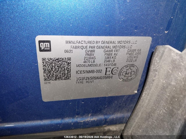 Продаж на аукціоні авто 2022 Chevrolet Bolt Euv Premier, vin: 1G1FZ6S05N4105884, номер лоту: 12633612