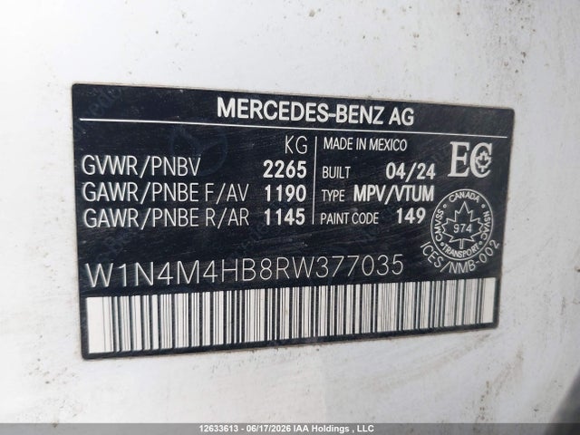W1N4M4HB8RW377035 Mercedes-Benz Glb 250 4matic