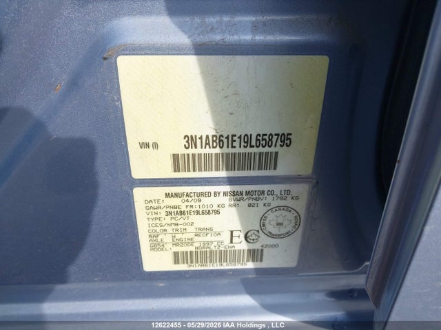 Продаж на аукціоні авто 2009 Nissan Sentra 2.0s, vin: 3N1AB61E19L658795, номер лоту: 12622455