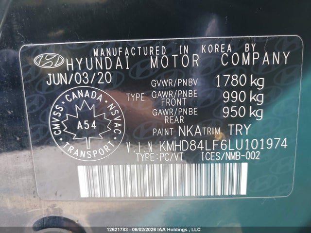 2020 Hyundai Elantra Preferred Auto Ivt მანქანა იყიდება აუქციონზე, vin: KMHD84LF6LU101974, აუქციონის ნომერი: 12621783