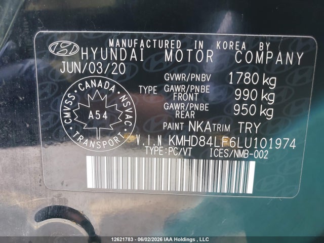 2020 Hyundai Elantra Preferred Auto Ivt მანქანა იყიდება აუქციონზე, vin: KMHD84LF6LU101974, აუქციონის ნომერი: 12621783