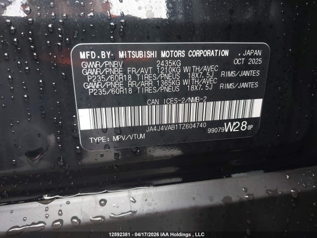 Продаж на аукціоні авто 2026 Mitsubishi Outlander Le S-awc/se S-awc/sel S-awc, vin: JA4J4VAB1TZ604740, номер лоту: 12592381