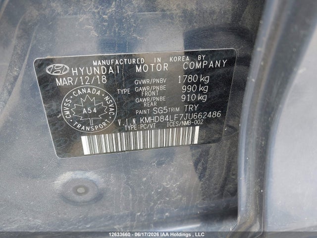 Продаж на аукціоні авто 2018 Hyundai Elantra Sel/value/limited, vin: KMHD84LF7JU662486, номер лоту: 12633660