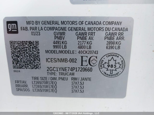 2023 Chevrolet Silverado K2500 Heavy Duty Lt მანქანა იყიდება აუქციონზე, vin: 2GC1YNE74P1720660, აუქციონის ნომერი: 12633663