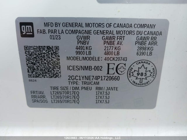 2023 Chevrolet Silverado K2500 Heavy Duty Lt მანქანა იყიდება აუქციონზე, vin: 2GC1YNE74P1720660, აუქციონის ნომერი: 12633663