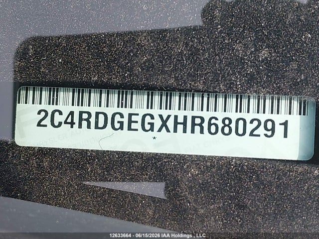 12633664 :رقم المزاد ، 2C4RDGEGXHR680291 vin ، 2017 Dodge Grand Caravan Gt مزاد بيع
