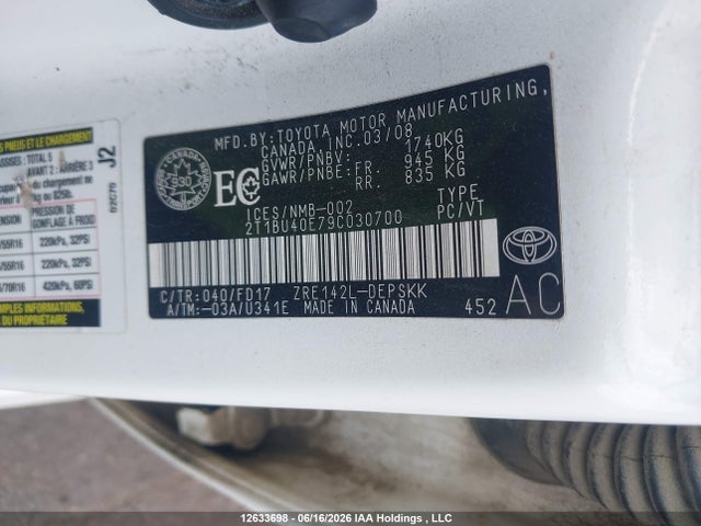 Aukcja sprzedaży 2009 Toyota Corolla S/le/xle, vin: 2T1BU40E79C030700, numer aukcji: 12633698