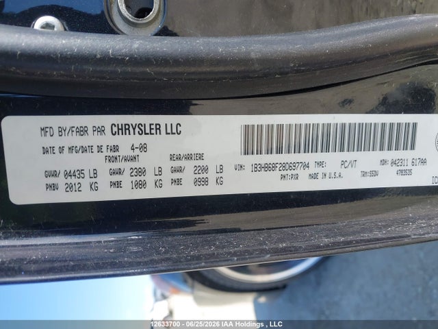 2008 Dodge Caliber Srt4 მანქანა იყიდება აუქციონზე, vin: 1B3HB68F28D697704, აუქციონის ნომერი: 12633700
