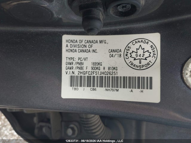 2018 Honda Civic Lx მანქანა იყიდება აუქციონზე, vin: 2HGFC2F51JH026251, აუქციონის ნომერი: 12633731
