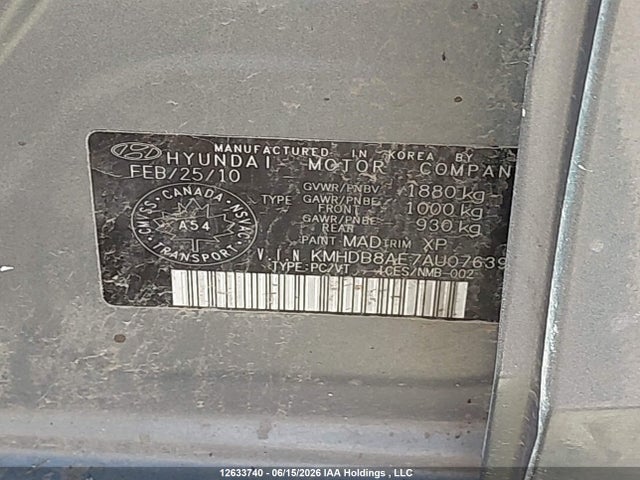 2010 Hyundai Elantra Touring Gl მანქანა იყიდება აუქციონზე, vin: KMHDB8AE7AU076390, აუქციონის ნომერი: 12633740