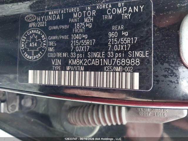 KM8K2CAB1NU768988 Hyundai Kona Preferred Awd