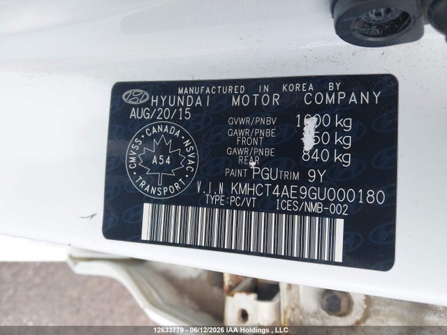 KMHCT4AE9GU000180 Hyundai Accent