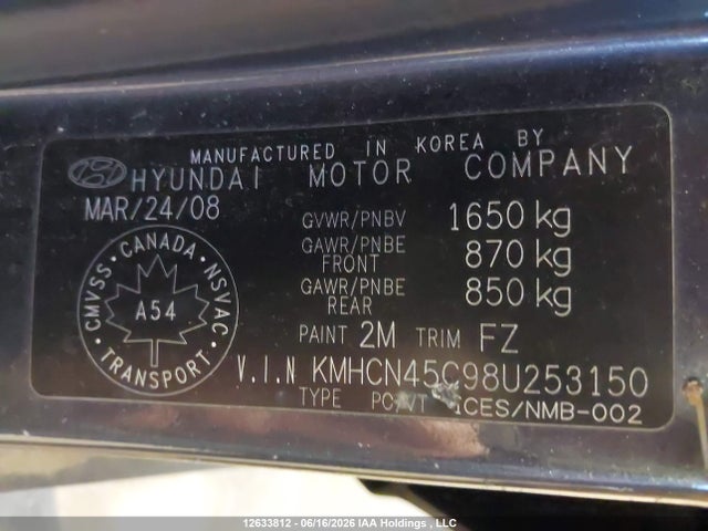 Продаж на аукціоні авто 2008 Hyundai Accent, vin: KMHCN45C98U253150, номер лоту: 12633812