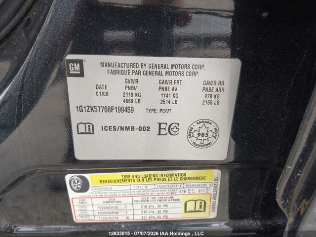 Продажа на аукционе авто 2008 Chevrolet Malibu Ltz, vin: 1G1ZK57768F199459, номер лота: 12633815