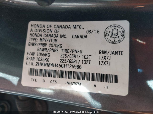 Honda CR-V SE 2016 2HKRM4H45GH125986 Image 19