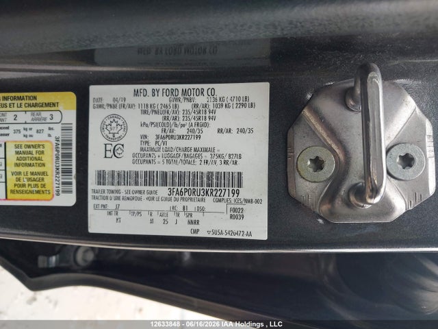 Ford Fusion Hybrid Titanium 2019 3FA6P0RU3KR227199 Image 9