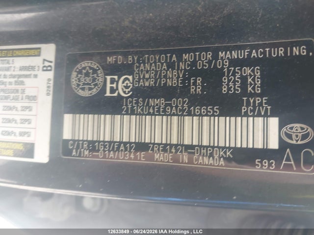 2010 Toyota Matrix მანქანა იყიდება აუქციონზე, vin: 2T1KU4EE9AC216655, აუქციონის ნომერი: 12633849