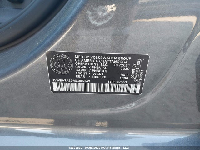 1VWBA7A30MC005143 Volkswagen Passat