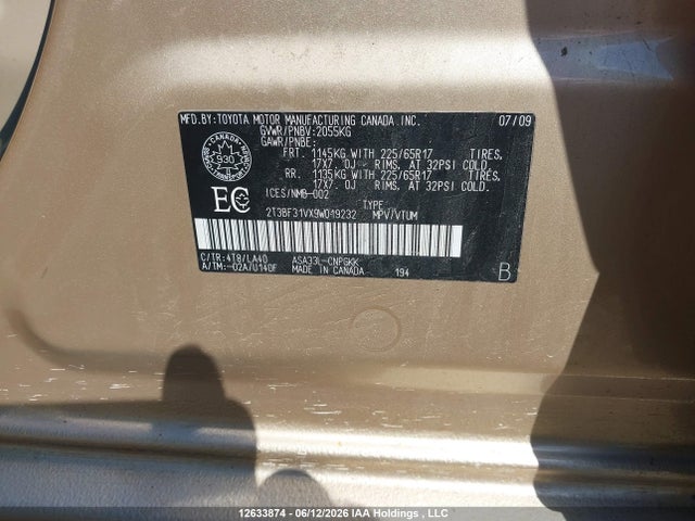 Aukcja sprzedaży 2009 Toyota Rav4, vin: 2T3BF31VX9W019232, numer aukcji: 12633874