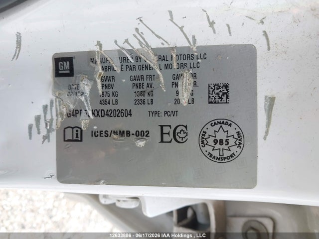12633886 :رقم المزاد ، 1G4PP5SKXD4202604 vin ، 2013 Buick Verano مزاد بيع