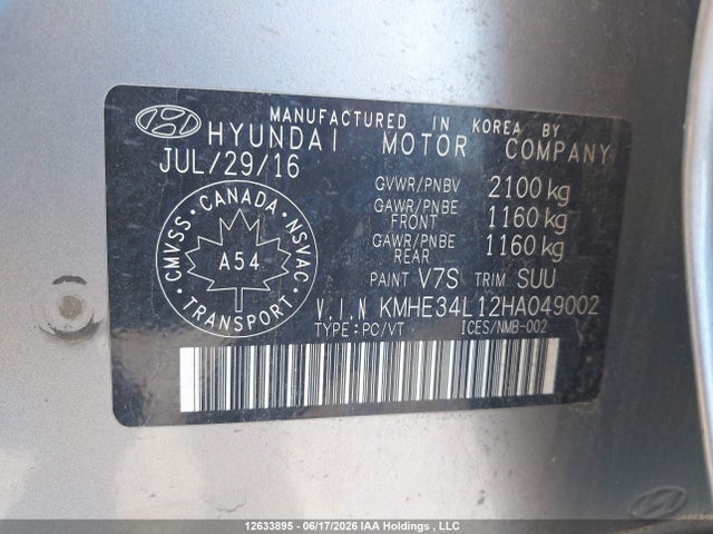 Hyundai Sonata Hybrid Ultimate 2017 KMHE34L12HA049002 Image 9