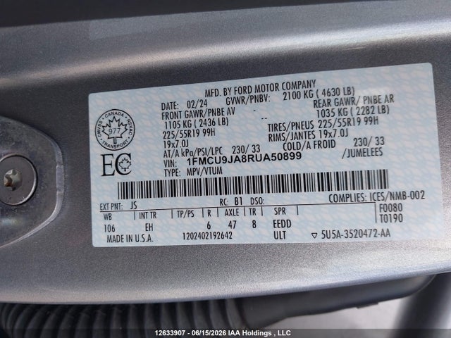 Ford Escape Platinum 2024 1FMCU9JA8RUA50899 Image 9
