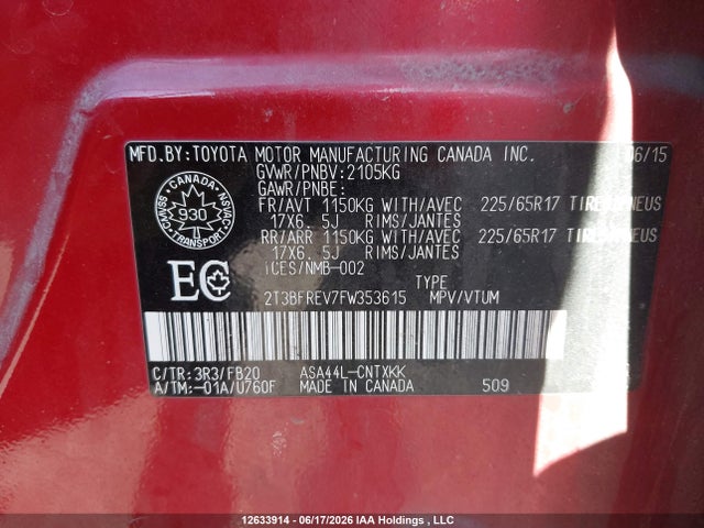 Toyota RAV4 LE 2015 2T3BFREV7FW353615 Image 9