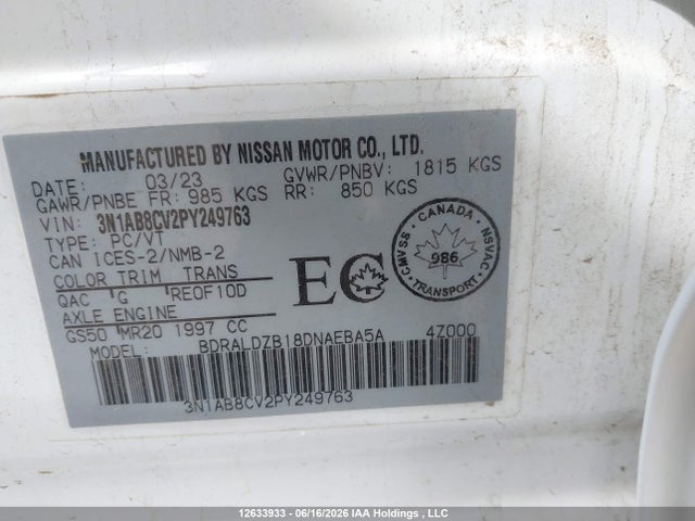 3N1AB8CV2PY249763 Nissan Sentra
