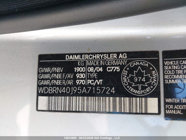 Продажа на аукционе авто 2005 Mercedes-benz C 230k Sport Oupe, vin: WDBRN40J95A715724, номер лота: 12633950