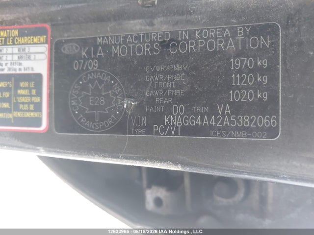 Aukcja sprzedaży 2010 Kia Optima Lx, vin: KNAGG4A42A5382066, numer aukcji: 12633965