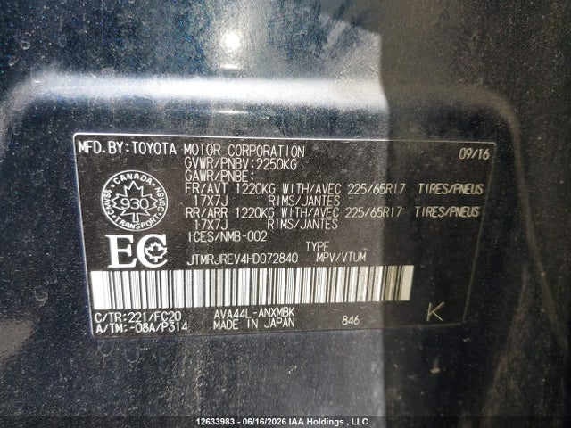 Toyota RAV4 2017 JTMRJREV4HD072840 Image 19