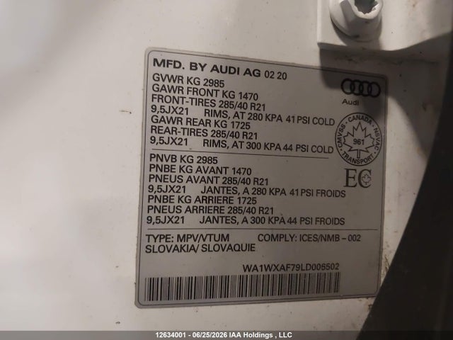 Audi Q7 Technik 2020 WA1WXAF79LD006502 Image 9