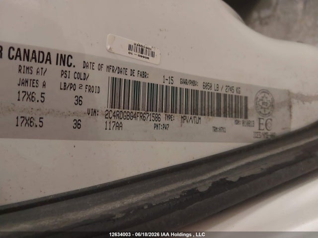 Dodge Grand Caravan Se 2015 2C4RDGBG4FR671586 Image 18