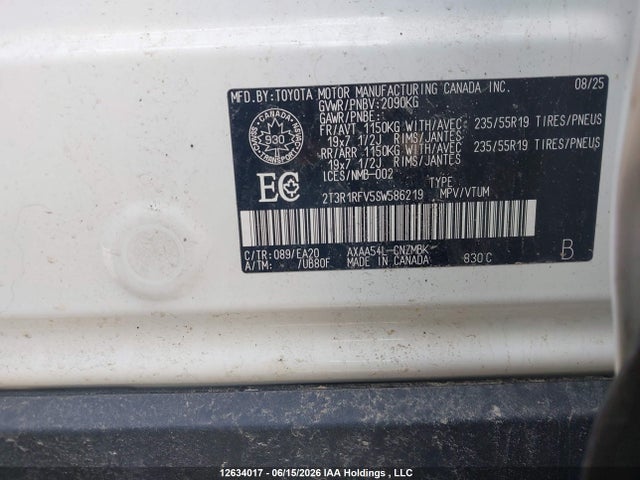 Продажа на аукционе авто 2025 Toyota Rav4 Xle/xle Premium, vin: 2T3R1RFV5SW586219, номер лота: 12634017