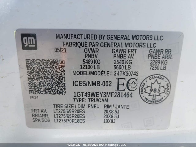 GMC Sierra K3500 Denali 2021 1GT49WEY3MF281464 Image 9