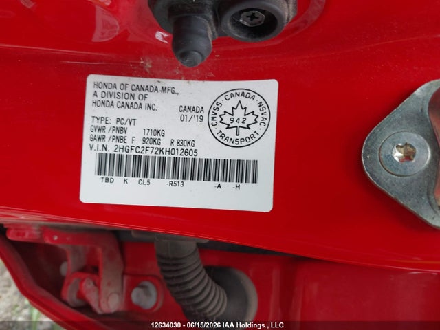 Honda Civic Ex 4dr 2019 2HGFC2F72KH012605 Image 9