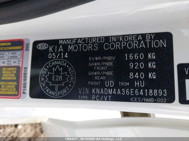 Aukcja sprzedaży 2014 Kia Rio Ex/ex+/lx/lx+/sx, vin: KNADM4A36E6418893, numer aukcji: 12634037