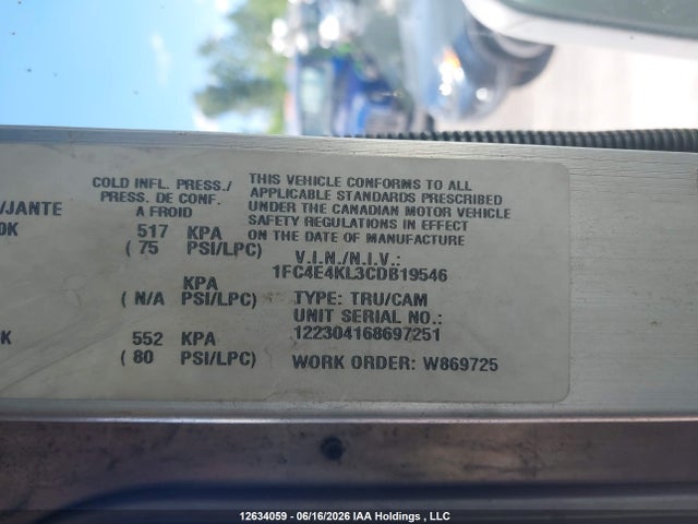 12634059 :رقم المزاد ، 1FC4E4KL3CDB19546 vin ، 2012 Ford Econoline مزاد بيع