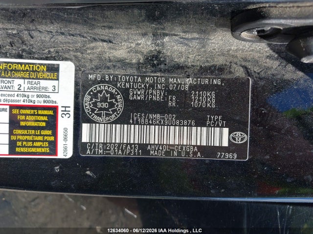 Продаж на аукціоні авто 2009 Toyota Camry, vin: 4T1BB46KX9U083876, номер лоту: 12634060