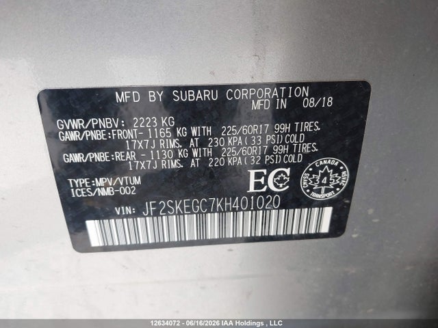 Subaru Forester Premium 2019 JF2SKEGC7KH401020 Image 19