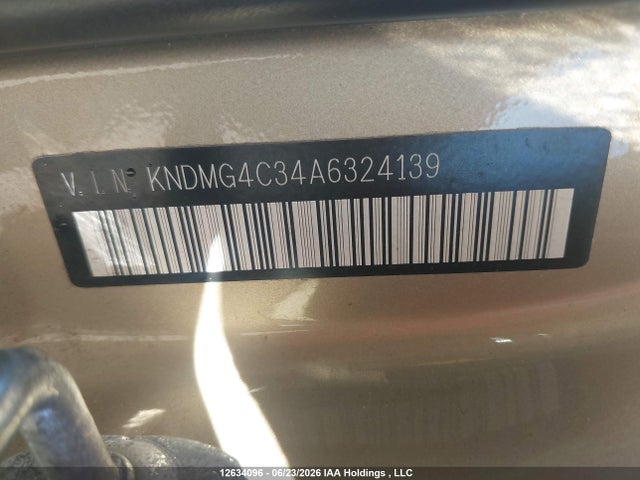 2010 Kia Sedona მანქანა იყიდება აუქციონზე, vin: KNDMG4C34A6324139, აუქციონის ნომერი: 12634096