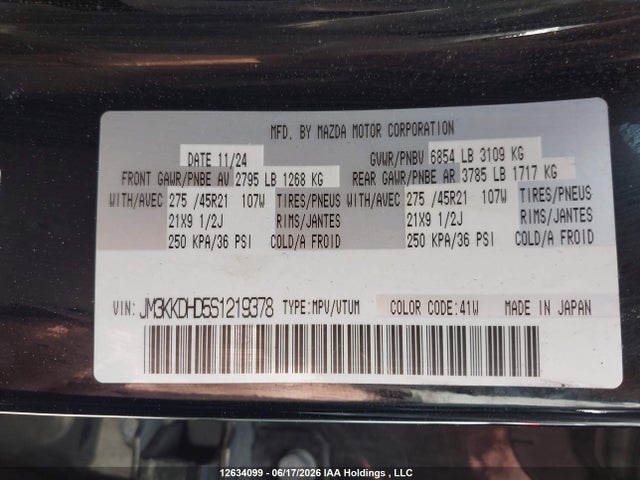 JM3KKDHD5S1219378 Mazda Cx-90 Mild Hybrid Inline 6 Turbo Gt