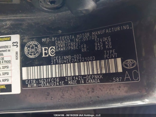 2010 Toyota Corolla მანქანა იყიდება აუქციონზე, vin: 2T1BU4EE2AC221003, აუქციონის ნომერი: 12634106