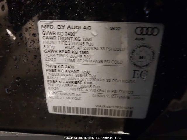 WA1FAAFY7P2019745 Audi Q5 Prestige 45