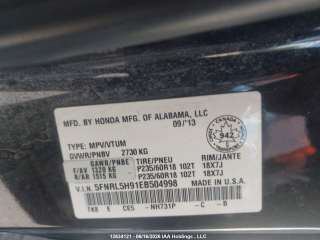 Honda Odyssey 2014 5FNRL5H91EB504998 Image 9