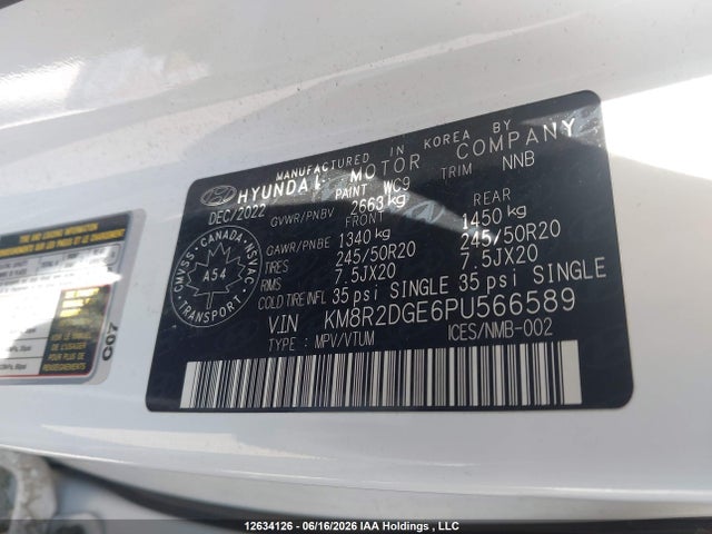 2023 Hyundai Palisade Sel მანქანა იყიდება აუქციონზე, vin: KM8R2DGE6PU566589, აუქციონის ნომერი: 12634126